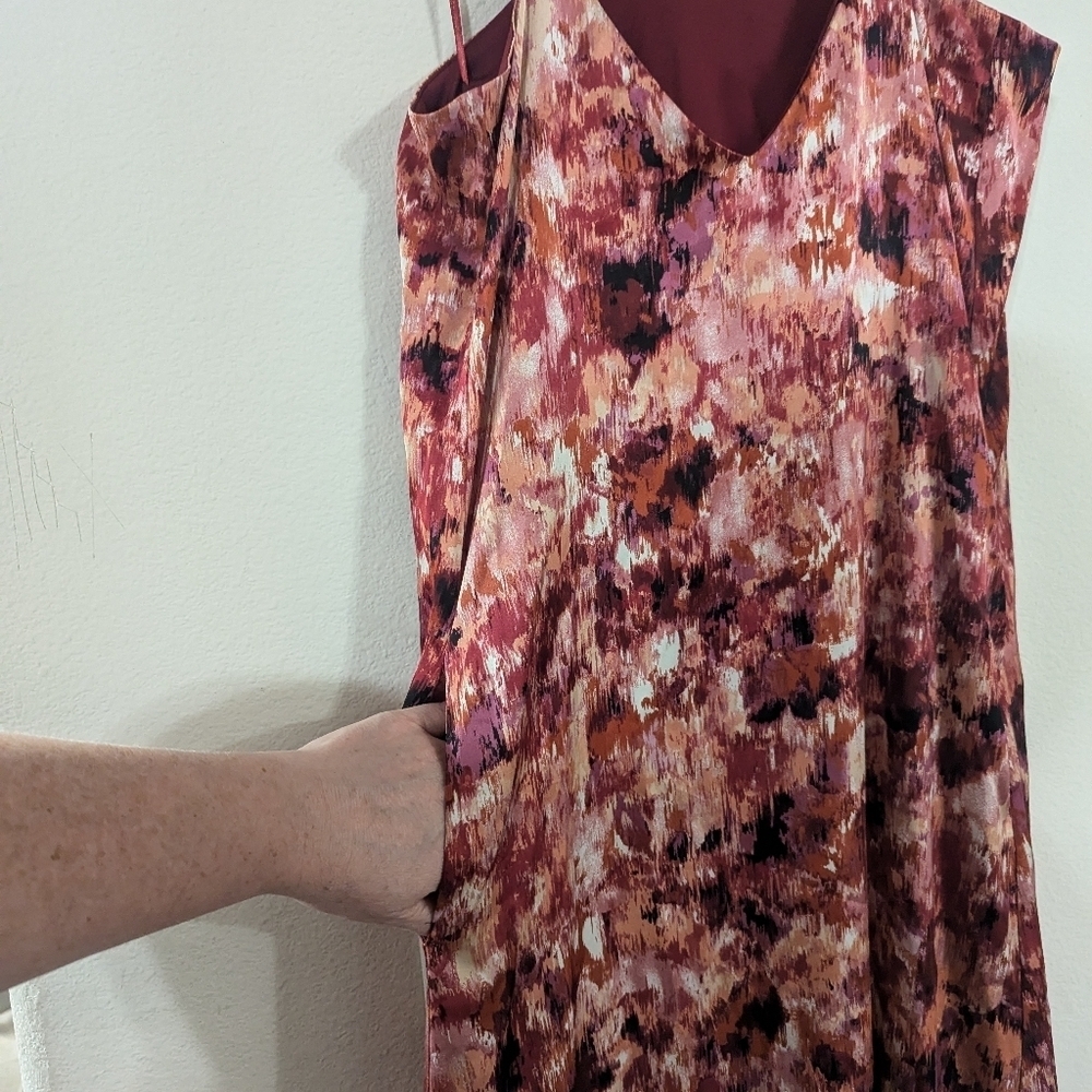 Nicole Miller Fuchsia Watercolor Floral Print Trapeze Maxi Dress - Picture 8 of 8
